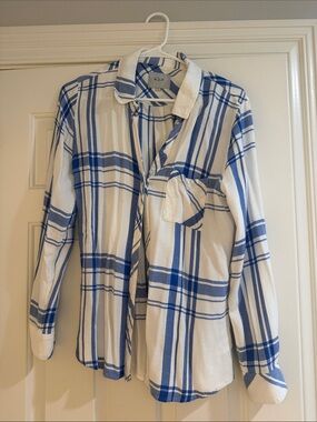 Rails White and Blue Plaid Button-Down Shirt